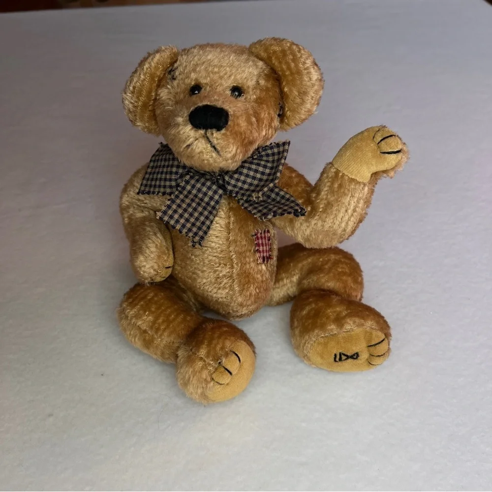 Boyds Bears Tan Plush with Checkered Bow